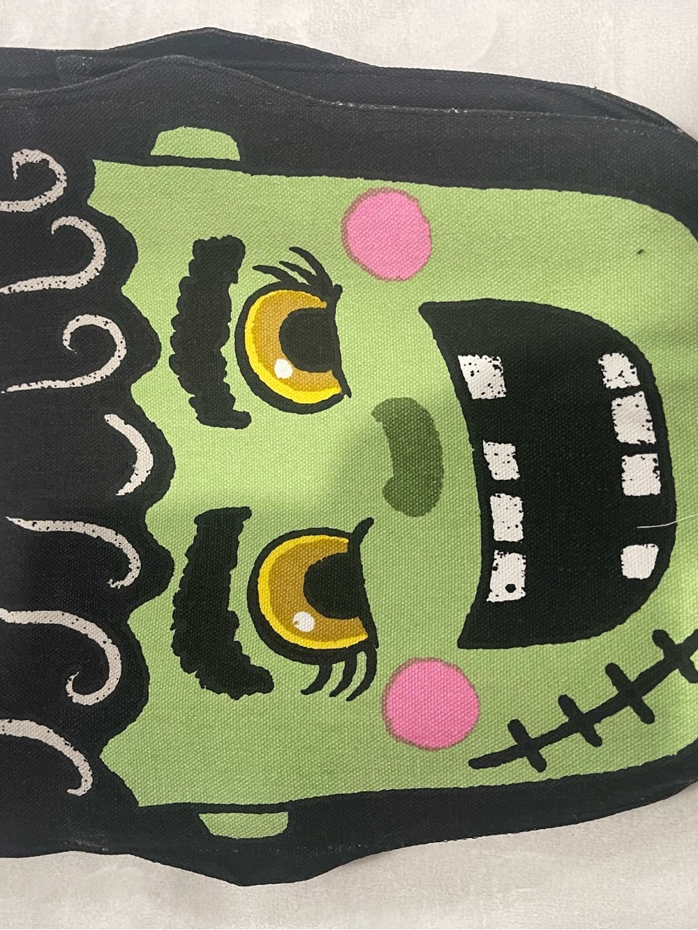 Green Frankenstein Face Canvas Tote Bag